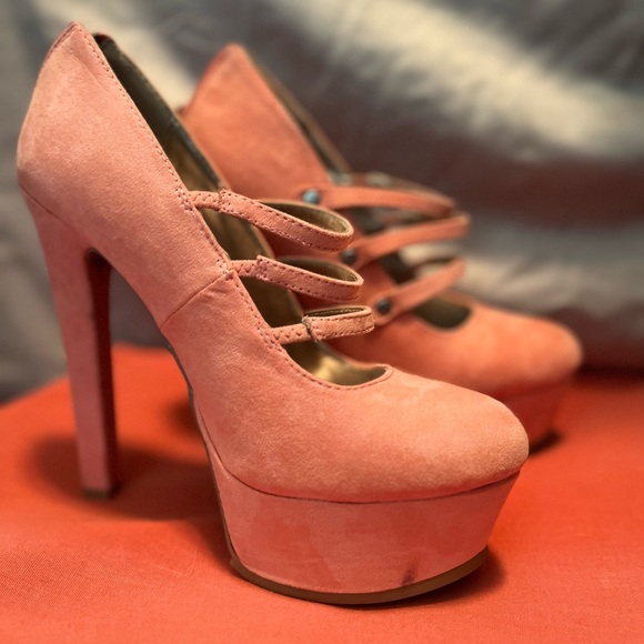 Qupid peach heels women’s size 8 - Picture 1 of 12